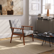 Buttoned Mid Back Armchair Upholstered Linen Tub Sofa Wood Frame Accent Chair UK