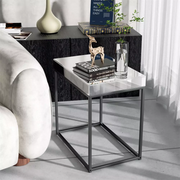 Mirrored Coffee Table Retro Industrial Side Desk Eleated Metal Frame Living Room