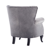 Grey Velvet Armchair Sofa Button Tufted High Back Upholstered Seat Accent Chair