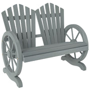 2 Seater Garden Bench w/ Wheel-Shaped Armrests Grey
