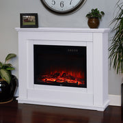 Electric Fireplace LED Log Fire Flame White Surround Standing Heater Set 30/34''