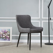 2x Luxury Dining Chair PU Faux Leather Metal Legs Grey Restaurant Kitchen Chairs