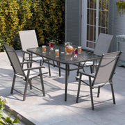 Metal Garden Dining Set Glass Parasol Table And Chairs 4-6 Seater Outdoor Dining