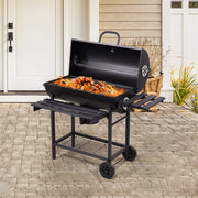 Charcoal BBQ Grill with Warming Rack Shelves Temperature Gauge Backyard Kit