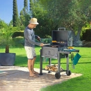 Outdoor BBQ Smoker Charcoal Barbecue Grill Portable Garden w/ Wheel & Cover