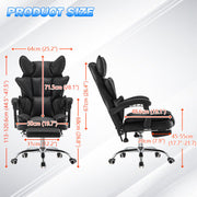 Racing Gaming Chair w/ Arm, Faux Leather Gamer Recliner Home Office, Black Pink