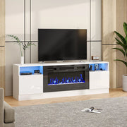 Electric Fireplace With 70in TV Stand Unit Cabinet Fire Logs Heater Flame 12 LED