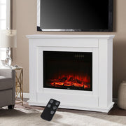 Electric Fireplace Insert LED Log Fire Flame White Surround Standing Heater Set