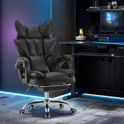 Racing Gaming Chair w/ Arm, Faux Leather Gamer Recliner Home Office, Black Pink
