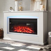 34'' Electric Fireplace LED Log Flame Fire Heater Surround Standing Set White