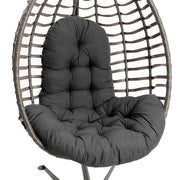 Garden Folding Cocoon Egg Swing Chair Rattan Hanging Basket Hammock with Cushion