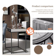 Mirrored Coffee Table Retro Industrial Side Desk Eleated Metal Frame Living Room