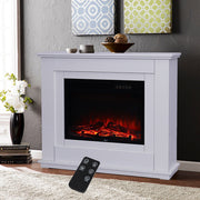 Electric Fireplace LED Log Fire Flame White Surround Standing Heater Set 30/34''