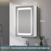 LED Bathroom Mirror Cabinet with Shaver Socket Demister Sensor Lights Vertically