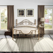 VICTORIAN BRUSHED ANTIQUE BRASS METAL BED FRAME - SMALL DOUBLE - KING