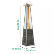 Pyramid Flame Tower Outdoor Gas Patio Heater - Grey Rattan