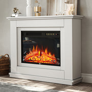 Electric Fireplace Insert LED Log Fire Flame White Surround Standing Heater Set