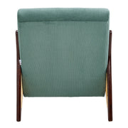 Scandi Armchair Green Upholstered Leisure Lounge Sofa Club Chair Wooden Frame UK