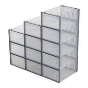 12PCS Stackable Shoe Box Clear Footwear Case Foldable Sneaker Storage Organiser