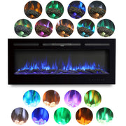 50'' LED Electric Fireplace Inset Wall Mounted Fire Flame Heater Living Room New