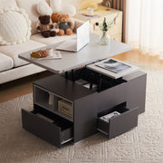Lift Top Coffee Table with 3 Drawers, Shelf Storage Hydraulic Tea Table Desk
