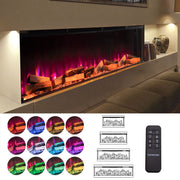 Electric Fireplace 12 Fire Flame Insert LED Panoramic Living Room Media Heater