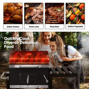 Outdoor BBQ Smoker Charcoal Barbecue Grill Portable Garden w/ Wheel & Cover