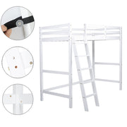 3FT Wooden Loft Bed White Bunk Bed Frame Ladder High Sleeper Cabin Bed Kid Child