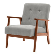 Mid-Century Solid Wooden Frame Armchair Tub Sofa Button Upholstered Accent Chair