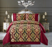 3 Pcs Bedspread Jacquard Quilted Heavy Comforter Bedding Set Bed Throw & Pillows