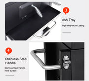 Outdoor BBQ Smoker Charcoal Barbecue Grill Portable Garden w/ Wheel & Cover