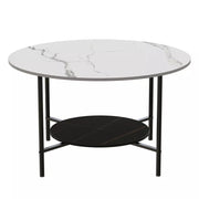 High Gloss Coffee Table Large 2 Layer Marble Side End Table Living Room Bedroom
