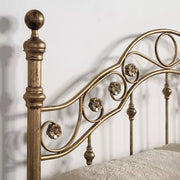 VICTORIAN BRUSHED ANTIQUE BRASS METAL BED FRAME - SMALL DOUBLE - KING