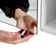 Bathroom Cabinet Mirror LED Touch Shelves Storage Wall Mounted Makeup Washroom