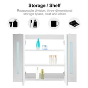 Bathroom Cabinet Mirror LED Touch Shelves Storage Wall Mounted Makeup Washroom