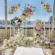 5PCS White Wedding Backdrop Stand Flower Arbor Photography Background Props Deco
