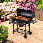 Charcoal BBQ Grill with Warming Rack Shelves Temperature Gauge Backyard Kit