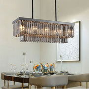 Crystal Dining Room Island Pendant Lamp Long Chandeliers Rectangle Ceiling Light