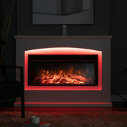 34'' Electric Fireplace LED Log Flame Fire Heater Surround Standing Set White
