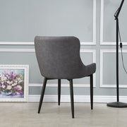 2x Luxury Dining Chair PU Faux Leather Metal Legs Grey Restaurant Kitchen Chairs