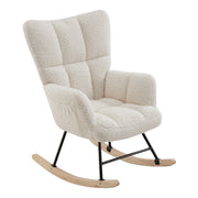Nursing Rocking Chairs Teddy Velvet Rocker Armchair with Pocket Living Room Sofa