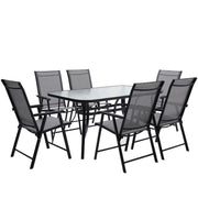 Metal Garden Dining Set Glass Parasol Table And Chairs 4-6 Seater Outdoor Dining