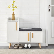 White Shoe Bench Shoe Storage Rack Cabinets with Padded Seat Cushion for Hallway