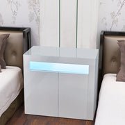 1 Set LED Iight Modern Storage Sideboard Wine Cabinet 2 door Modern living room