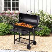 Charcoal BBQ Grill with Warming Rack Shelves Temperature Gauge Backyard Kit