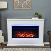 34'' Electric Fireplace LED Log Flame Fire Heater Surround Standing Set White