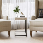 Mirrored Coffee Table Retro Industrial Side Desk Eleated Metal Frame Living Room