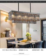 Crystal Dining Room Island Pendant Lamp Long Chandeliers Rectangle Ceiling Light