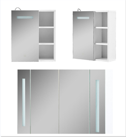 Bathroom Cabinet Mirror LED Touch Shelves Storage Wall Mounted Makeup Washroom