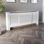 White Radiator Cover Wall Rad Cabinet Adjustable MDF Wood Vertical Style Modern